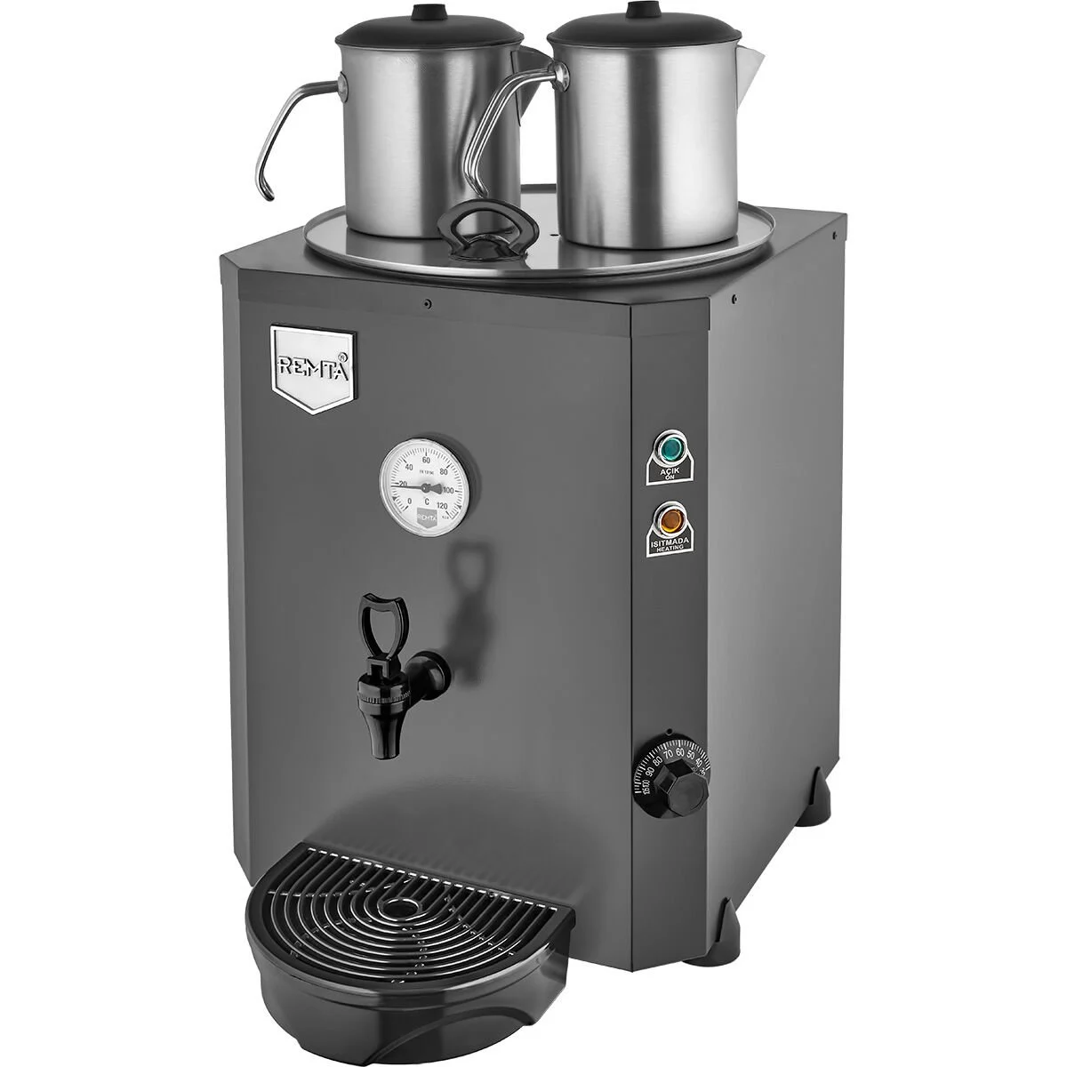 de11-siyah.webp Remta DE11S 2 Demlikli Jumbo Çay Makinesi 23 lt Şamandıralı (Şebekeden Su Alma) - Görsel 1