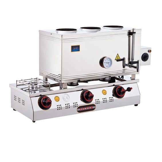 isikgaz-2101-d-dogalgaz-elektrikli-cay-kazani-40lt.jpg Işıkgaz Silver 2101-D 3 Demlikli Çay Kazanı, Doğalgaz + Elektrikli, 40 Litre - Görsel 1