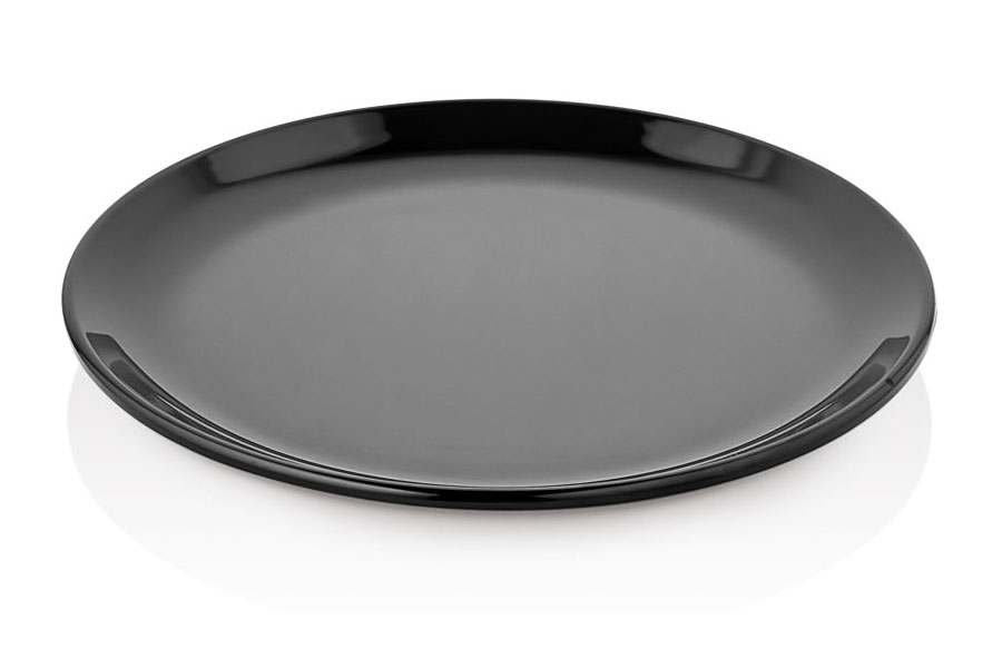 siyah-yuvarlak-duz-tabak.jpg Formel 28 cm Melamin Sevis Tabağı – Siyah - Görsel 1