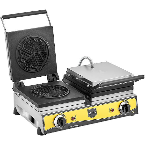 w13.jpg Remta W15 Çiftli Çiçek Model Waffle Makinesi Elektrikli 21 cm Çap - Görsel 1